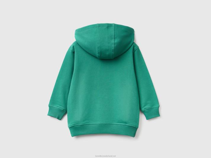 kinderen Benetton hoodie van biologisch stretchkatoen donkergroen 4R622269