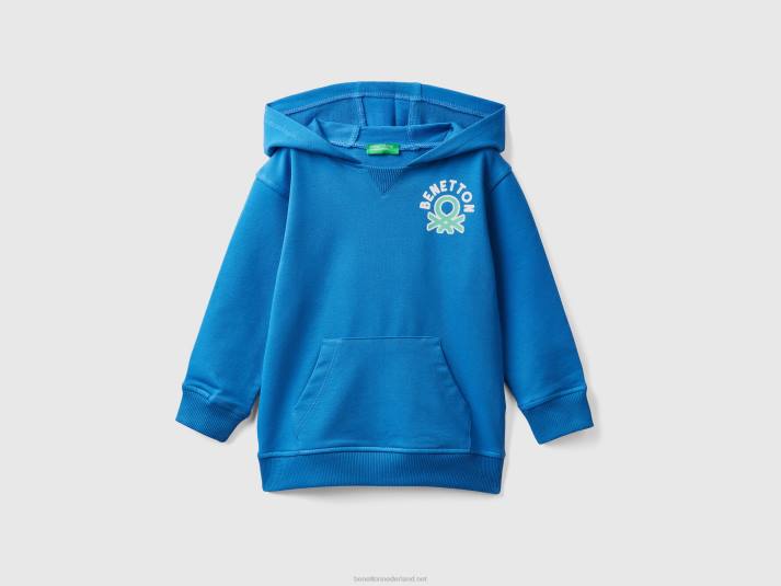 kinderen Benetton hoodie van biologisch stretchkatoen helderblauw 4R622273