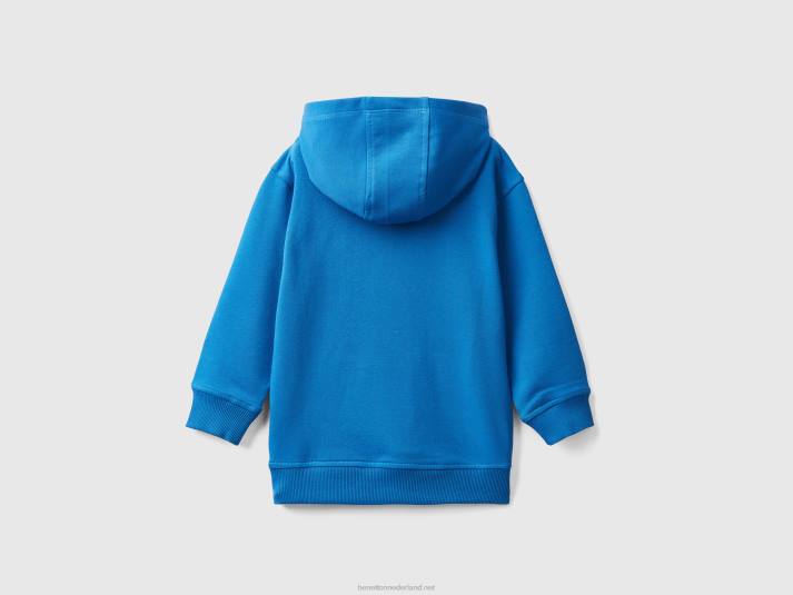 kinderen Benetton hoodie van biologisch stretchkatoen helderblauw 4R622273