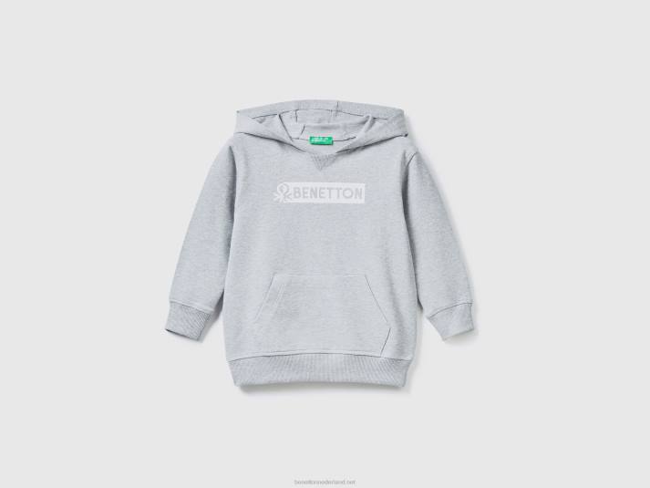 kinderen Benetton hoodie van biologisch stretchkatoen lichtgrijs 4R625106