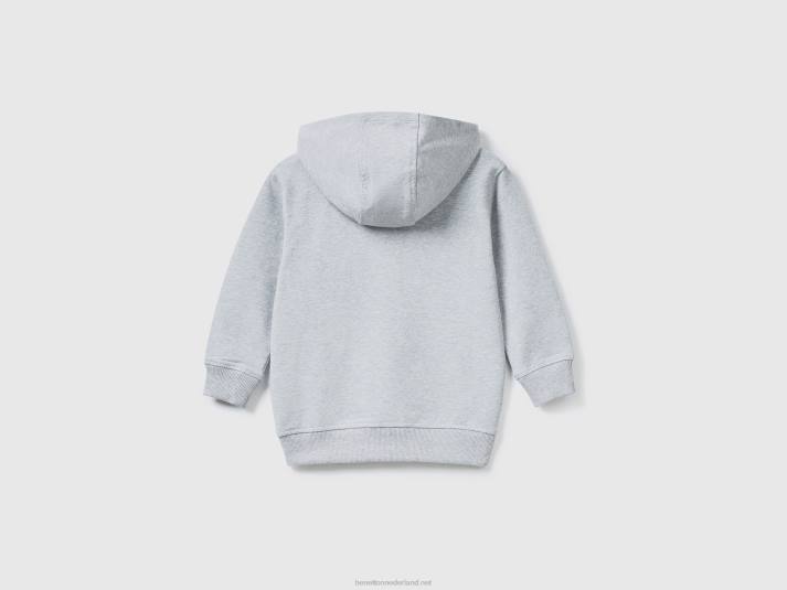 kinderen Benetton hoodie van biologisch stretchkatoen lichtgrijs 4R625106