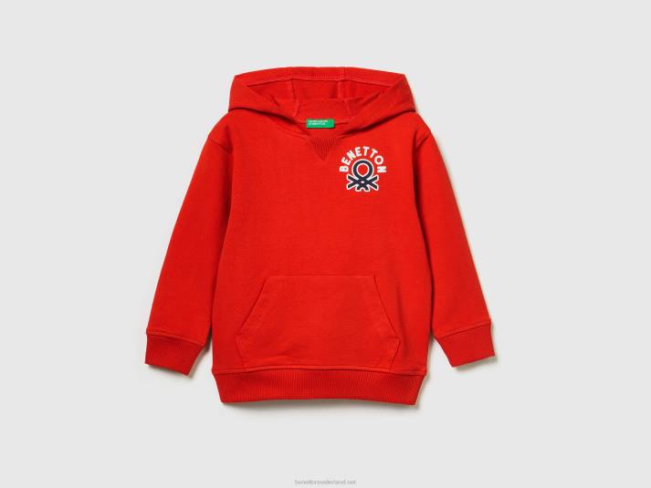 kinderen Benetton hoodie van biologisch stretchkatoen rood 4R622257