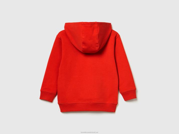 kinderen Benetton hoodie van biologisch stretchkatoen rood 4R625099