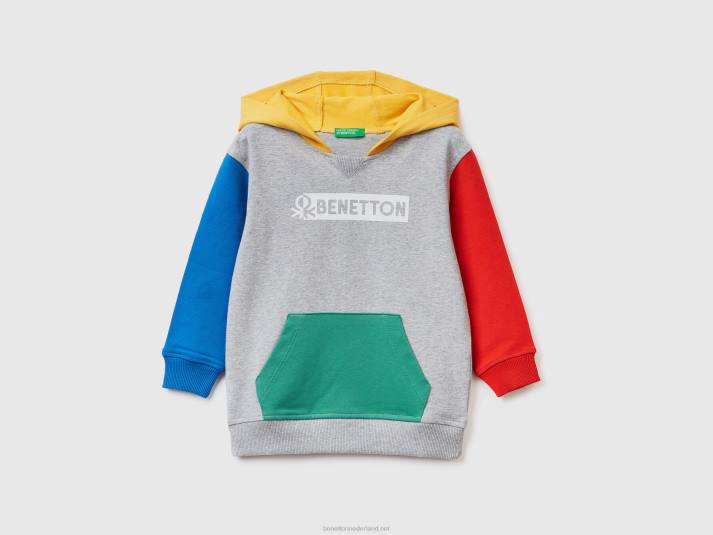 kinderen Benetton hoodie van biologisch stretchkatoen veelkleurig 4R622256