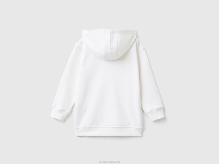 kinderen Benetton hoodie van biologisch stretchkatoen wit 4R622238