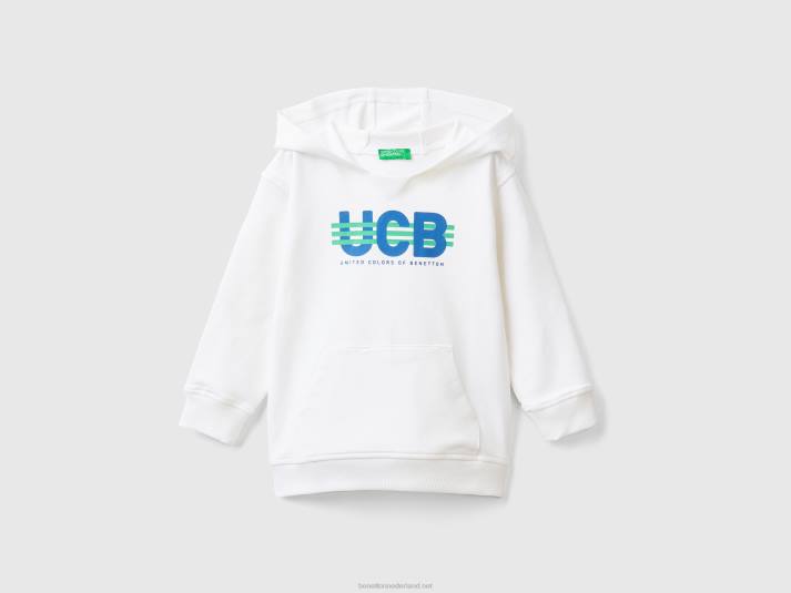 kinderen Benetton hoodie van biologisch stretchkatoen wit 4R625121