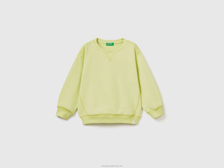 kinderen Benetton sweatshirt met ronde hals van gerecyclede stof Neon Geel 4R622267