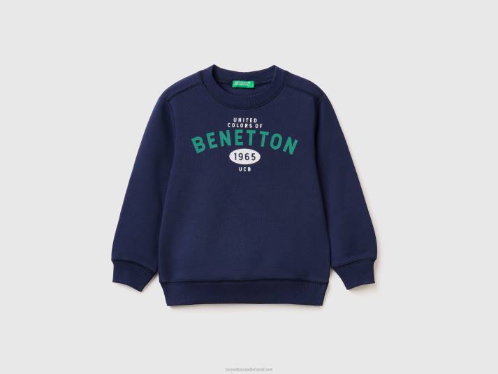 kinderen Benetton sweatshirt van 100% biologisch katoen donkerblauw 4R625102