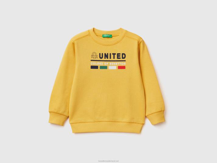 kinderen Benetton sweatshirt van 100% biologisch katoen geel 4R625087