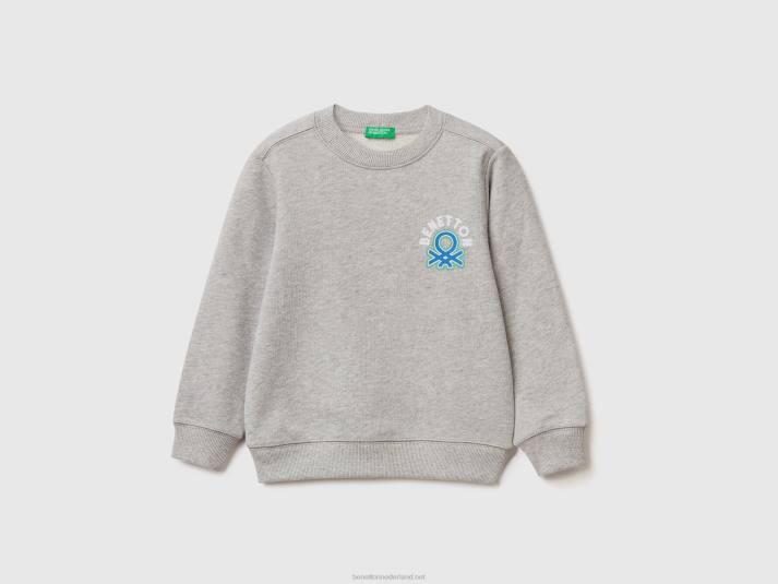 kinderen Benetton sweatshirt van 100% biologisch katoen lichtgrijs 4R622271