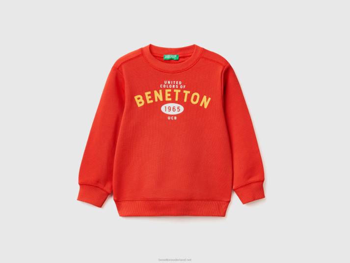 kinderen Benetton sweatshirt van 100% biologisch katoen rood 4R625131