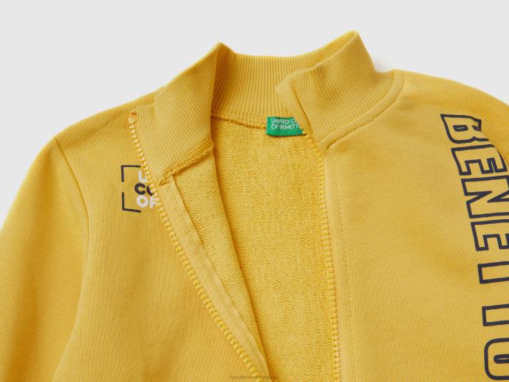 kinderen Benetton sweatshirt van biologisch katoen met ritssluiting geel 4R625107