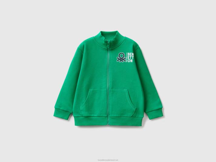 kinderen Benetton sweatshirt van biologisch katoen met ritssluiting groente 4R622255
