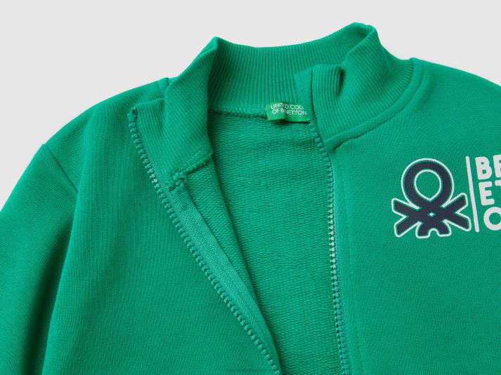 kinderen Benetton sweatshirt van biologisch katoen met ritssluiting groente 4R625120
