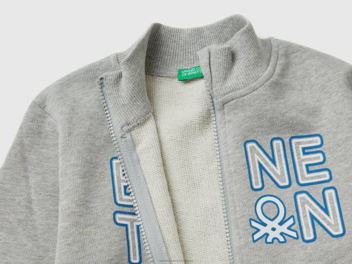 kinderen Benetton sweatshirt van biologisch katoen met ritssluiting lichtgrijs 4R622239