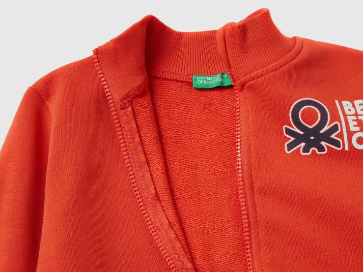 kinderen Benetton sweatshirt van biologisch katoen met ritssluiting rood 4R622263