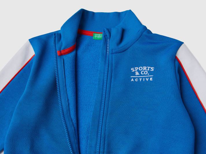kinderen Benetton sweatshirt van technische stof met ritssluiting helderblauw 4R625105
