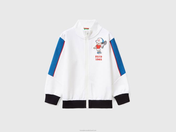kinderen Benetton sweatshirt van technische stof met ritssluiting wit 4R622266