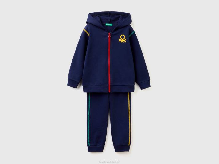 kinderen Benetton trainingspak van 100% katoen donkerblauw 4R625091