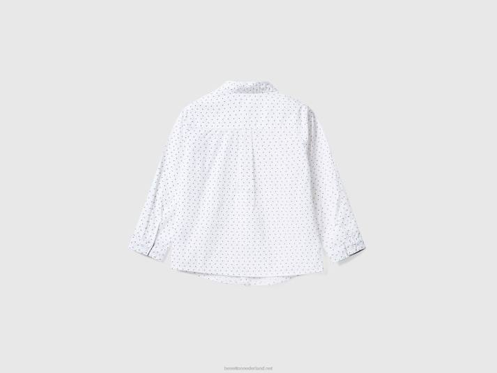 kinderen Benetton Overhemd met microdessin en zak wit 4R622209