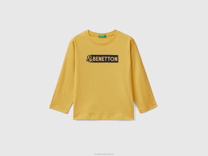 kinderen Benetton T-shirt met lange mouwen en logo geel 4R625071