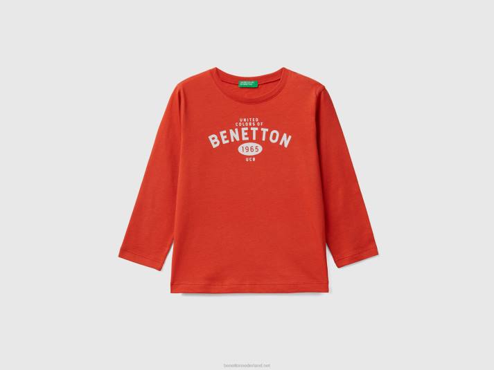 kinderen Benetton T-shirt met lange mouwen en logo rood 4R625035