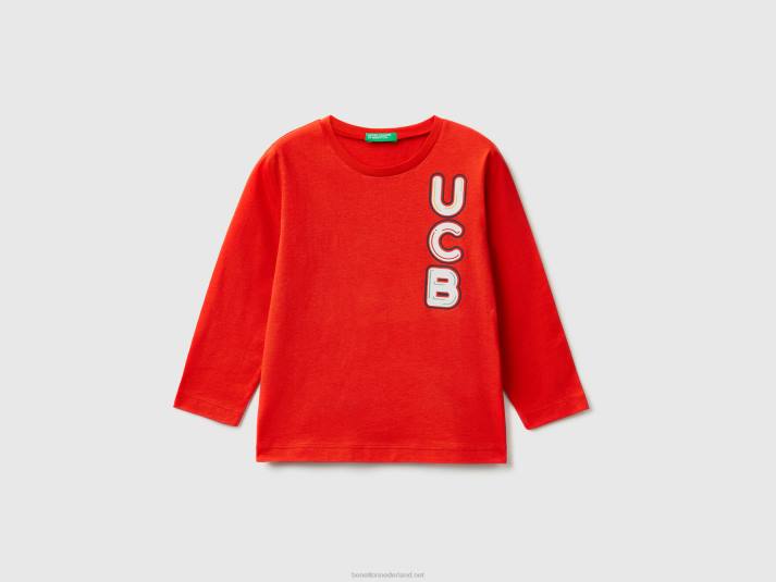 kinderen Benetton T-shirt met lange mouwen van biologisch katoen rood 4R625027