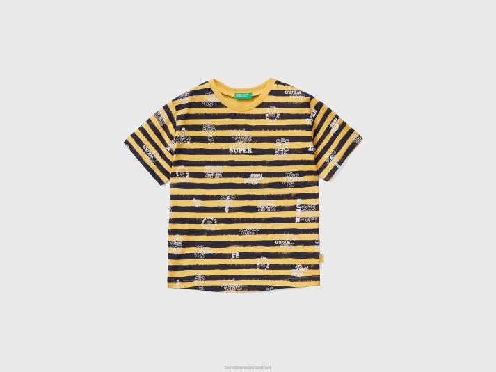 kinderen Benetton T-shirt van 100% katoen met dessin geel 4R622184