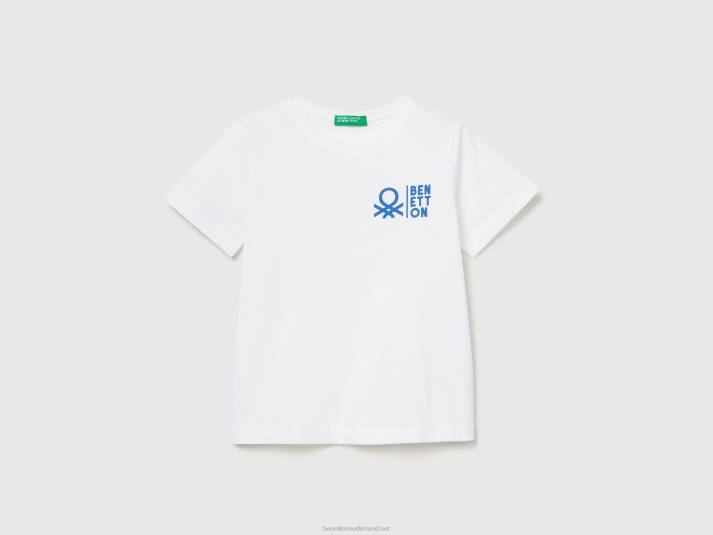 kinderen Benetton T-shirt van 100% katoen met logo wit 4R622207