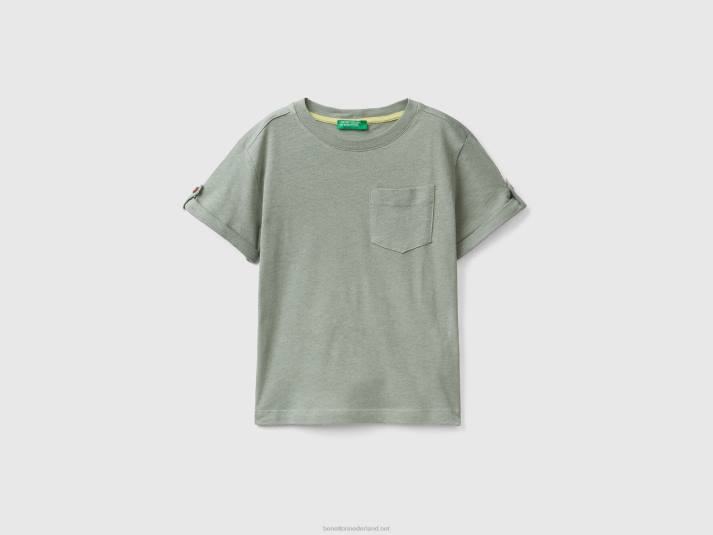 kinderen Benetton T-shirt van linnenmix met zak groente 4R622140