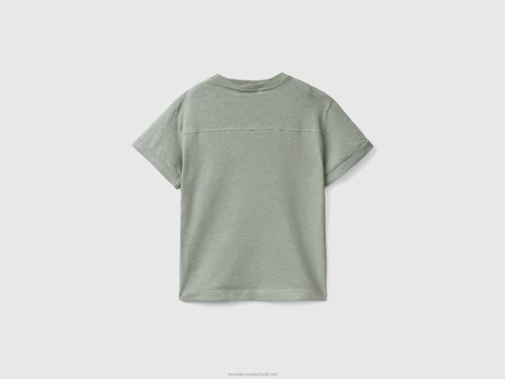 kinderen Benetton T-shirt van linnenmix met zak groente 4R622140