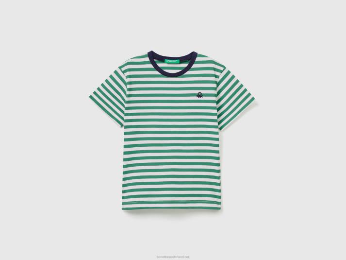 kinderen Benetton gestreept katoenen t-shirt groente 4R625050