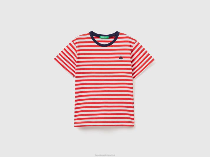 kinderen Benetton gestreept katoenen t-shirt rood 4R622221