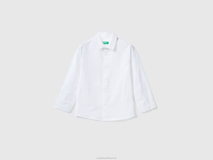 kinderen Benetton klassiek overhemd van zuiver katoen wit 4R622236
