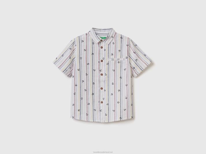 kinderen Benetton overhemd met patroon van linnenmix wit 4R622127