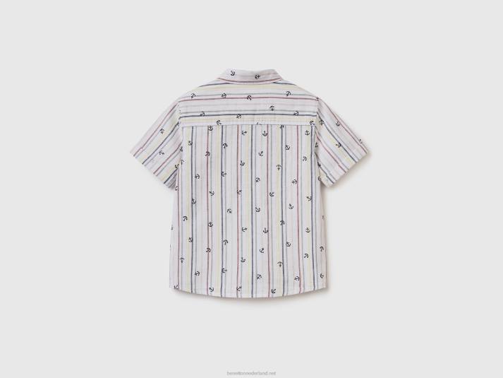 kinderen Benetton overhemd met patroon van linnenmix wit 4R622127