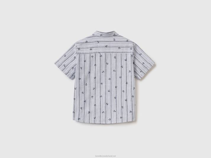 kinderen Benetton overhemd met patroon van linnenmix wit 4R622197