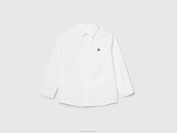 kinderen Benetton overhemd van zuiver katoen wit 4R622235