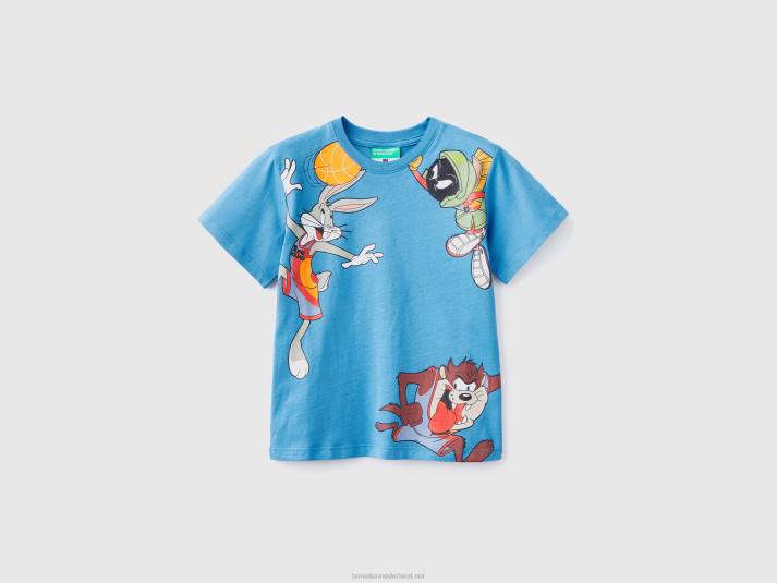 kinderen Benetton space jam t-shirt met korte mouwen turkoois 4R625033