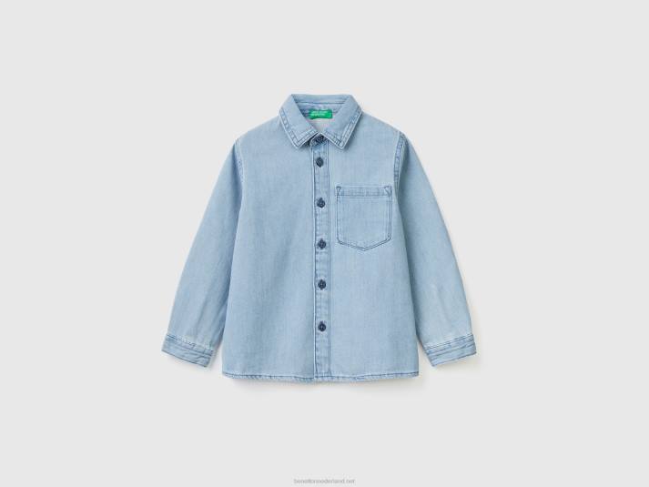 kinderen Benetton spijkerblouse met borstzakje blauw 4R625079