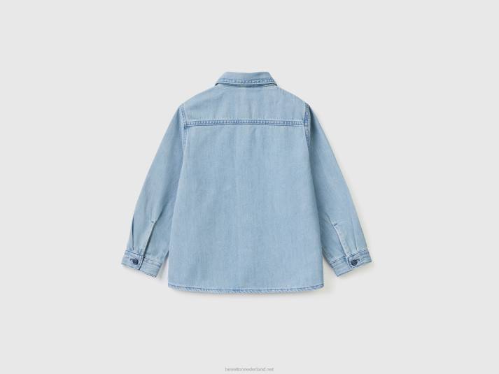 kinderen Benetton spijkerblouse met borstzakje blauw 4R625079
