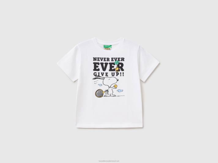 kinderen Benetton t-shirt met pindaprint wit 4R625042
