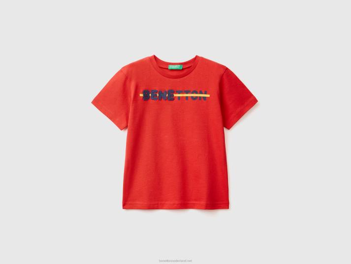 kinderen Benetton t-shirt met print en borduursel rood 4R622186