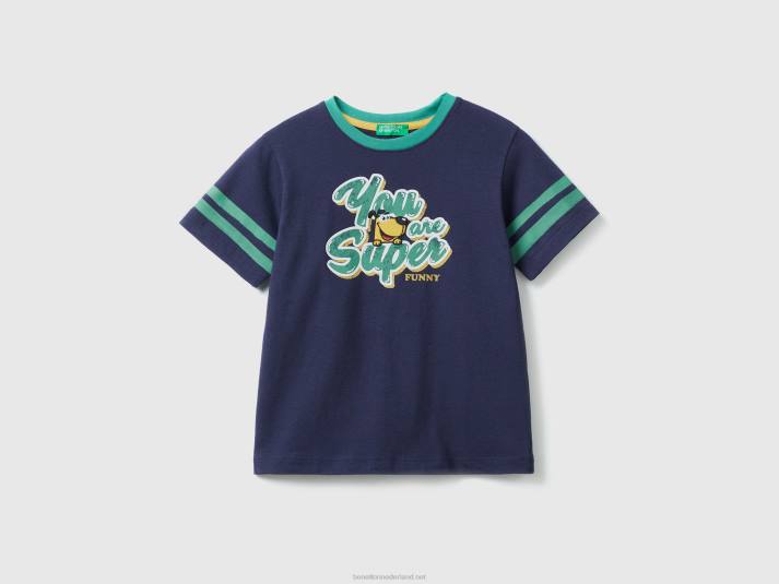 kinderen Benetton t-shirt met print en patches donkerblauw 4R622213