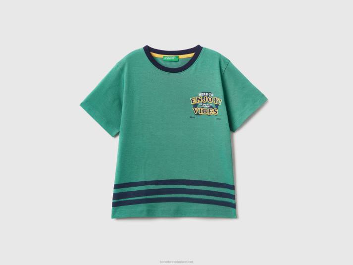 kinderen Benetton t-shirt met print en patches donkergroen 4R622156