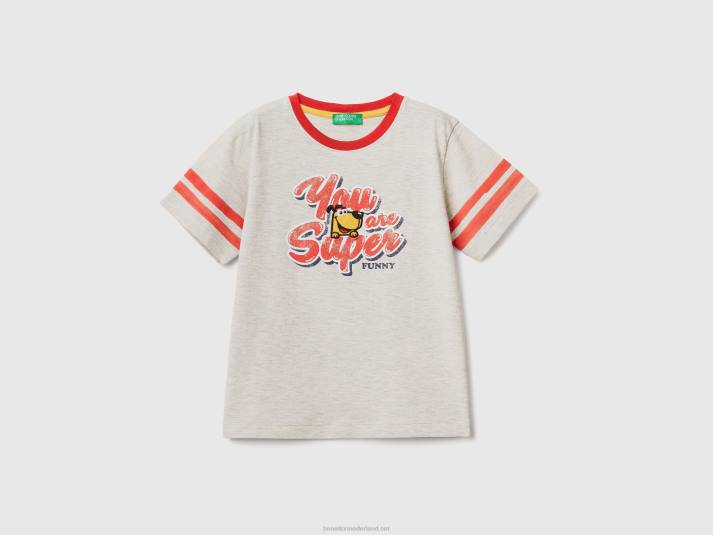 kinderen Benetton t-shirt met print en patches lichtgrijs 4R622191