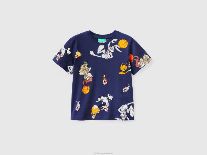 kinderen Benetton t-shirt met space jam print donkerblauw 4R622225