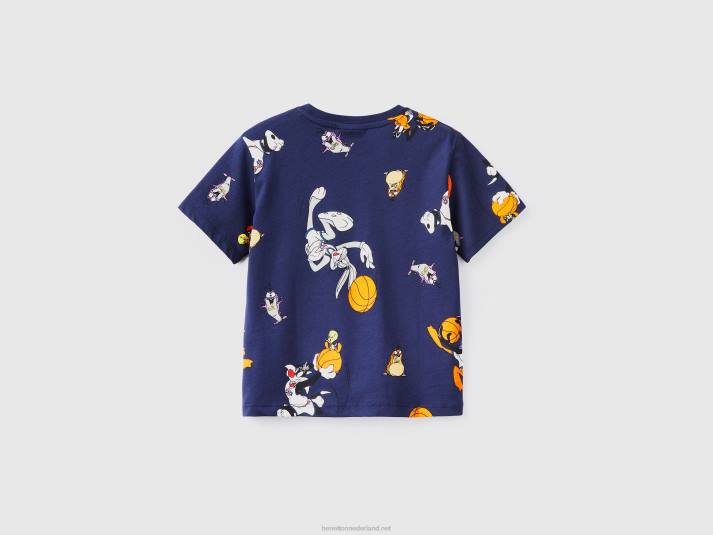 kinderen Benetton t-shirt met space jam print donkerblauw 4R622225