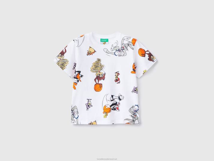 kinderen Benetton t-shirt met space jam print wit 4R622195