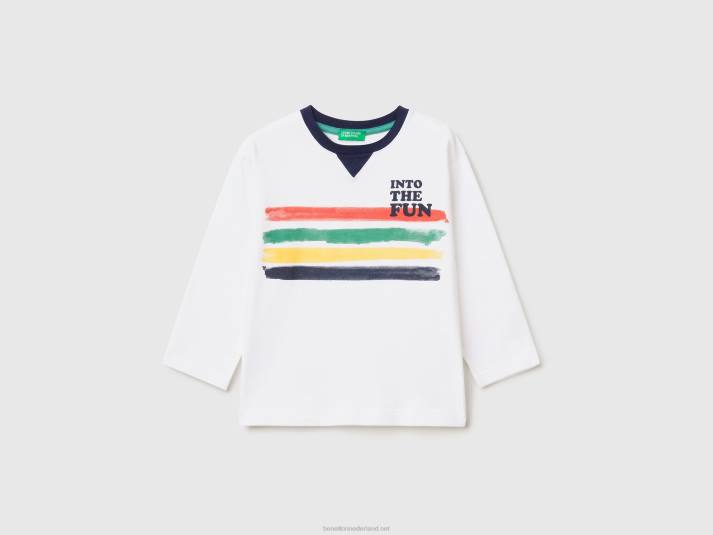 kinderen Benetton t-shirt met veelkleurige print wit 4R622200
